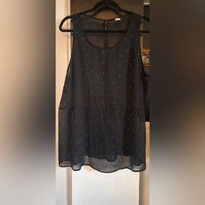 Old Navy Black Sleeveless Sheer Polkadot Blouse plus